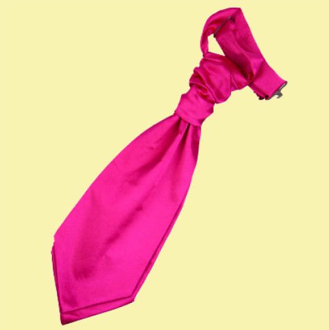Image 0 of Hot Pink Boys Plain Satin Pre-tied Ruche Wedding Cravat Necktie 
