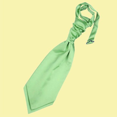Image 0 of Lime Green Boys Plain Satin Pre-tied Ruche Wedding Cravat Necktie 