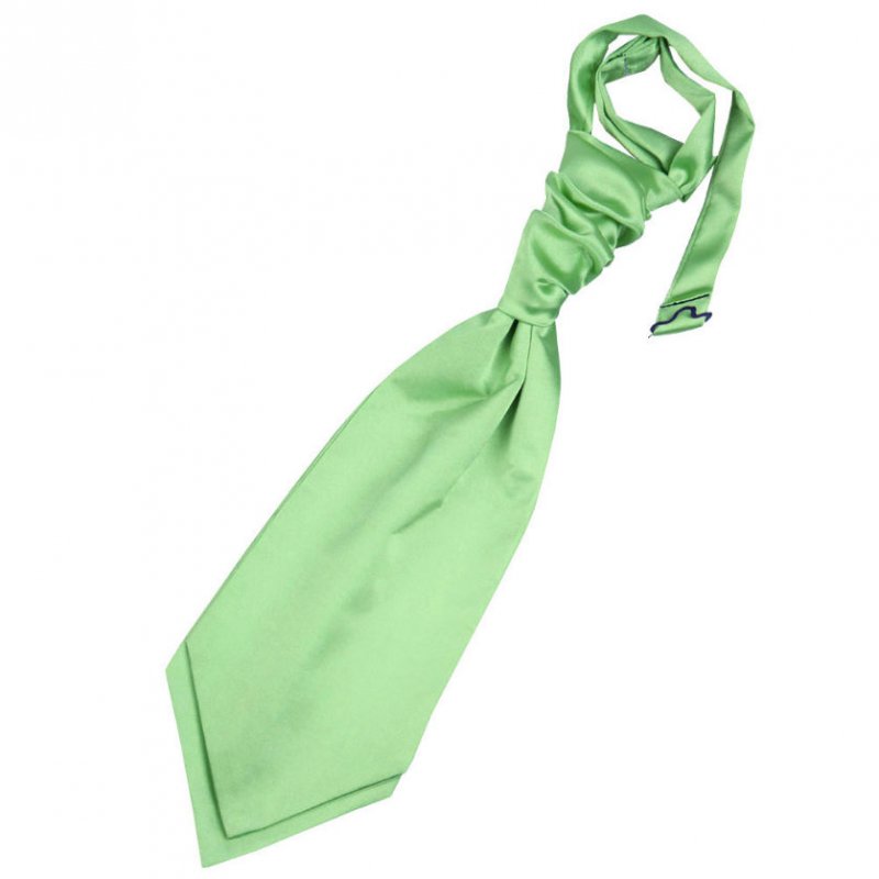 Image 1 of Lime Green Boys Plain Satin Pre-tied Ruche Wedding Cravat Necktie 