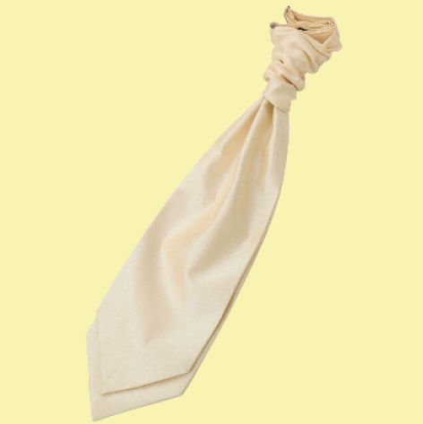 Image 0 of Beige Mens Plain Shantung Pre-tied Ruche Wedding Cravat Necktie 