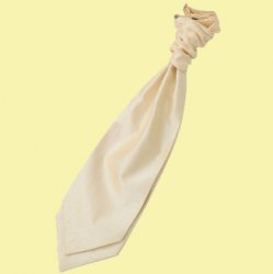 Beige Mens Plain Shantung Pre-tied Ruche Wedding Cravat Necktie 