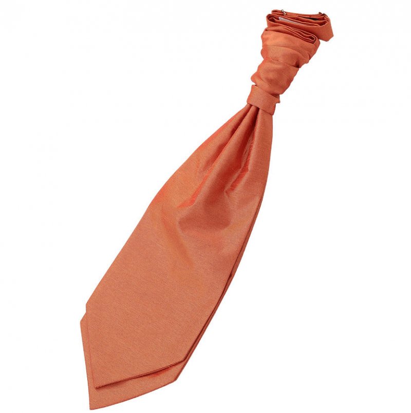 Image 1 of Copper Mens Plain Shantung Pre-tied Ruche Wedding Cravat Necktie 