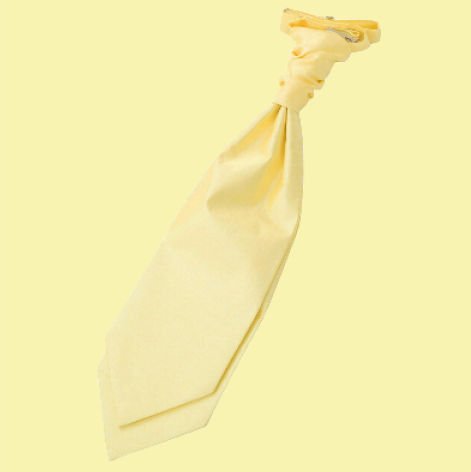 Image 0 of Lemon Yellow Mens Plain Shantung Pre-tied Ruche Wedding Cravat Necktie 