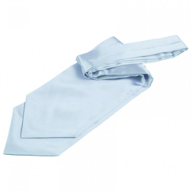 Image 1 of Baby Blue Mens Plain Satin Self-Tie Wedding Cravat Necktie 