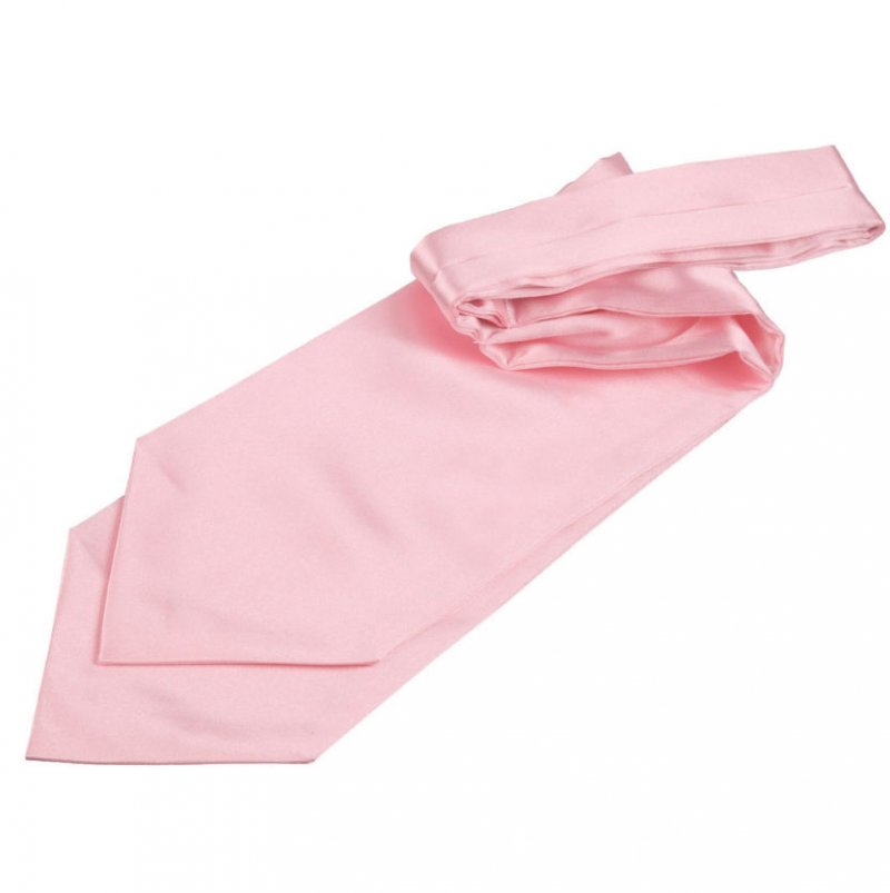 Image 1 of Baby Pink Mens Plain Satin Self-Tie Wedding Cravat Necktie 