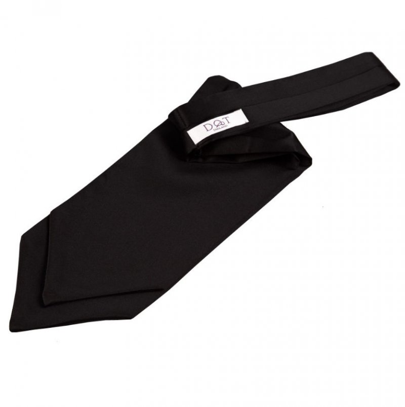 Image 1 of Black Mens Plain Satin Self-Tie Wedding Cravat Necktie 