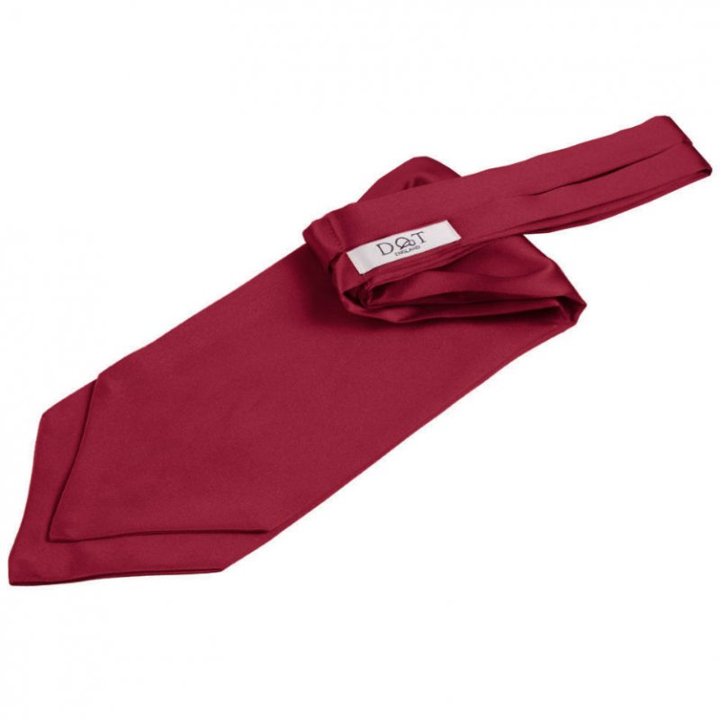 Image 1 of Burgundy Mens Plain Satin Self-Tie Wedding Cravat Necktie 
