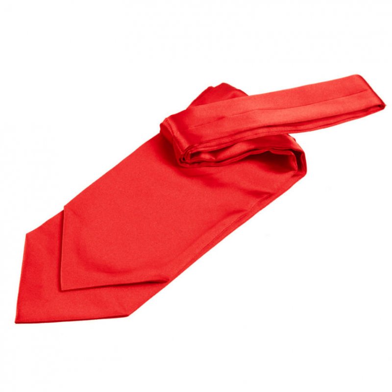 Image 1 of Scarlet Red Mens Plain Satin Self-Tie Wedding Cravat Necktie 