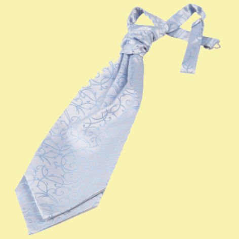 Image 0 of Baby Blue Mens Swirl Microfibre Pre-tied Ruche Wedding Cravat Necktie 