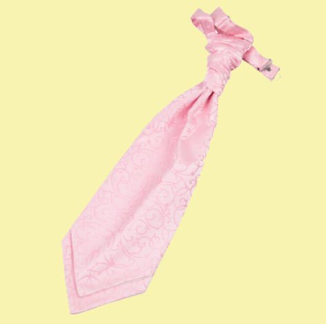 Image 0 of Baby Pink Mens Swirl Microfibre Pre-tied Ruche Wedding Cravat Necktie 