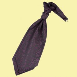 Black And Purple Mens Swirl Microfibre Pre-tied Ruche Wedding Cravat Necktie 