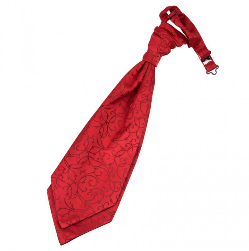 Image 1 of Burgundy Mens Swirl Microfibre Pre-tied Ruche Wedding Cravat Necktie 