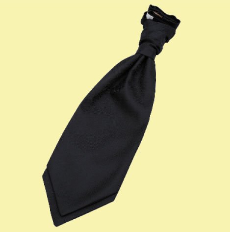 Image 0 of Black Mens Greek Key Microfibre Pre-tied Ruche Wedding Cravat Necktie 