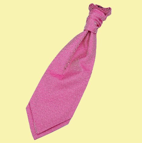 Image 0 of Fuchsia Pink Mens Greek Key Microfibre Pre-tied Ruche Wedding Cravat Necktie 