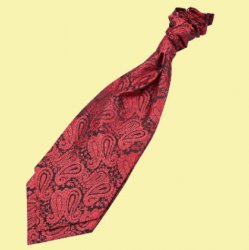 Black And Red Mens Paisley Microfibre Pre-tied Ruche Wedding Cravat Necktie 