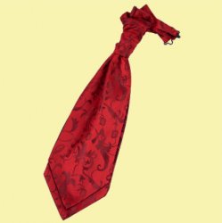 Burgundy Mens Floral Microfibre Pre-tied Ruche Wedding Cravat Necktie 