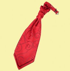 Burgundy Mens Scroll Microfibre Pre-tied Ruche Wedding Cravat Necktie 