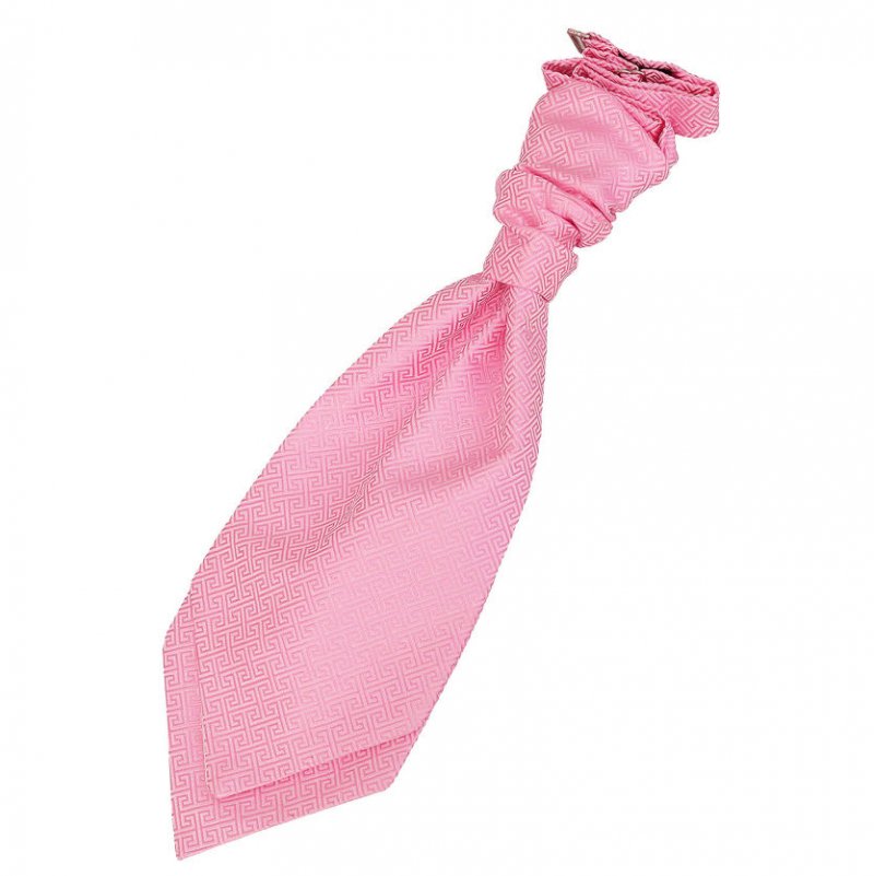 Image 1 of Baby Pink Boys Greek Key Microfibre Pre-tied Ruche Wedding Cravat Necktie 