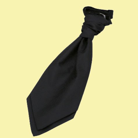 Image 0 of Black Boys Greek Key Microfibre Pre-tied Ruche Wedding Cravat Necktie 