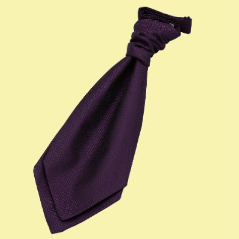 Image 0 of Cadbury Purple Boys Greek Key Microfibre Pre-tied Ruche Wedding Cravat Necktie 