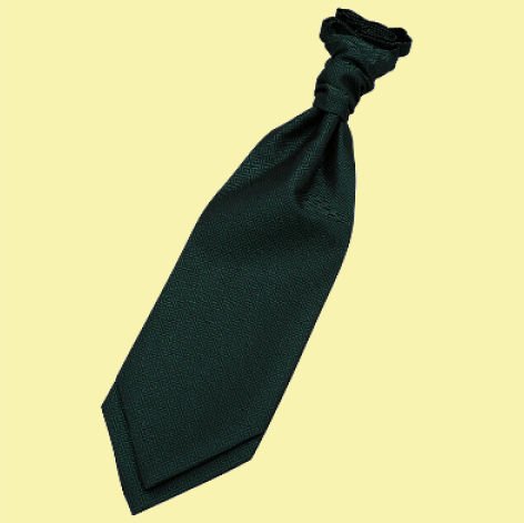 Image 0 of Dark Green Boys Greek Key Microfibre Pre-tied Ruche Wedding Cravat Necktie 