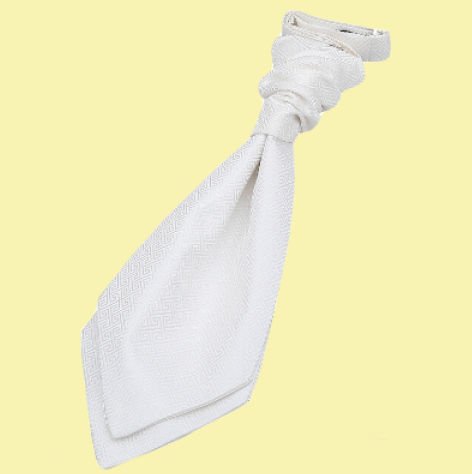 Image 0 of Ivory Boys Greek Key Microfibre Pre-tied Ruche Wedding Cravat Necktie 