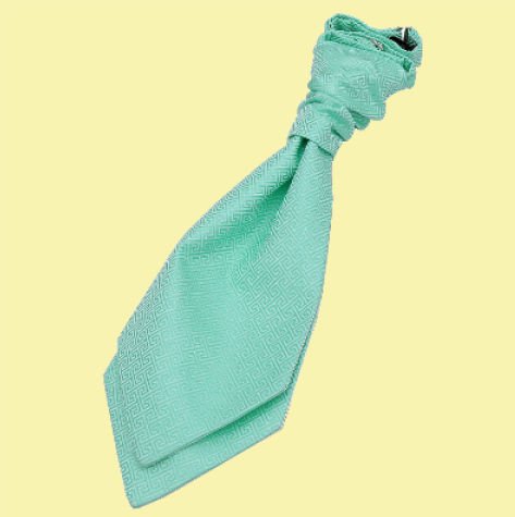 Image 0 of Mint Green Boys Greek Key Microfibre Pre-tied Ruche Wedding Cravat Necktie 