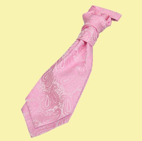 Image 0 of Baby Pink Boys Paisley Microfibre Pre-tied Ruche Wedding Cravat Necktie 