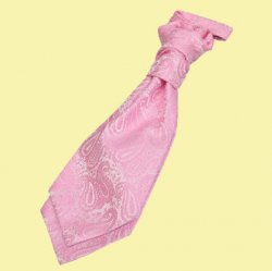 Baby Pink Boys Paisley Microfibre Pre-tied Ruche Wedding Cravat Necktie 