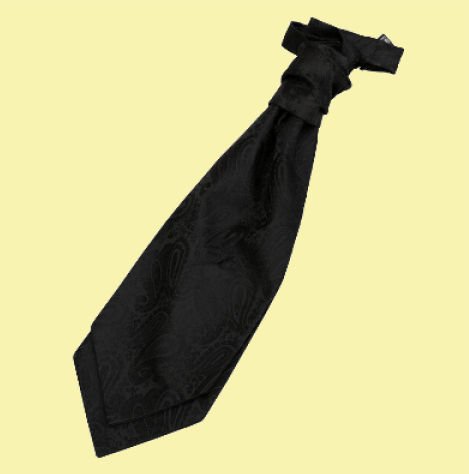 Image 0 of Black Boys Paisley Microfibre Pre-tied Ruche Wedding Cravat Necktie 