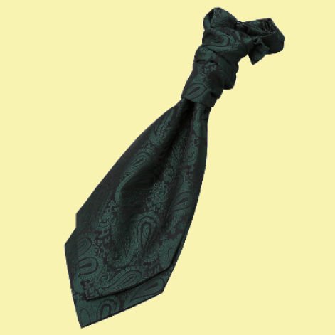 Image 0 of Emerald Green Boys Paisley Microfibre Pre-tied Ruche Wedding Cravat Necktie 