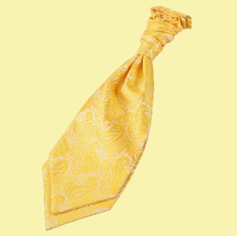 Image 0 of Gold Boys Paisley Microfibre Pre-tied Ruche Wedding Cravat Necktie 