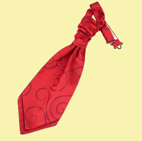 Image 0 of Burgundy Boys Scroll Microfibre Pre-tied Ruche Wedding Cravat Necktie 