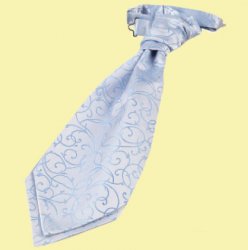 Baby Blue Boys Swirl Microfibre Pre-tied Ruche Wedding Cravat Necktie 
