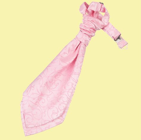 Image 0 of Baby Pink Boys Swirl Microfibre Pre-tied Ruche Wedding Cravat Necktie 