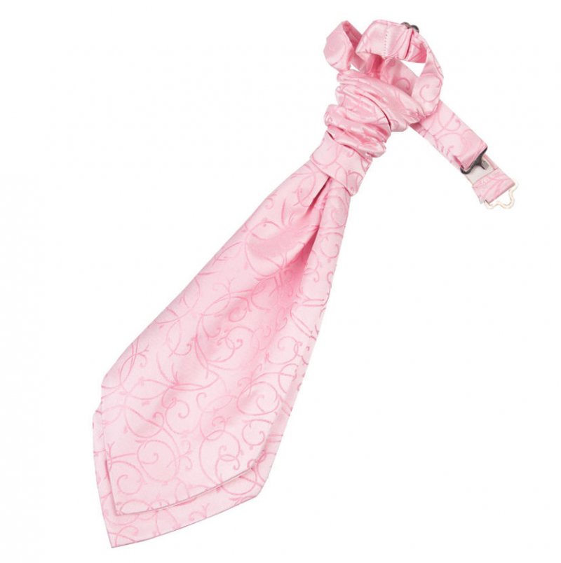 Image 1 of Baby Pink Boys Swirl Microfibre Pre-tied Ruche Wedding Cravat Necktie 