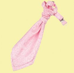 Baby Pink Boys Swirl Microfibre Pre-tied Ruche Wedding Cravat Necktie 