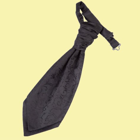 Image 0 of Black Boys Swirl Microfibre Pre-tied Ruche Wedding Cravat Necktie 