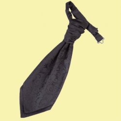 Black Boys Swirl Microfibre Pre-tied Ruche Wedding Cravat Necktie 