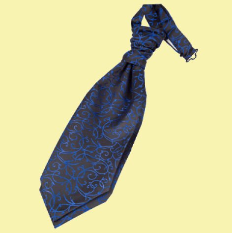 Image 0 of Black And Blue Boys Swirl Microfibre Pre-tied Ruche Wedding Cravat Necktie 