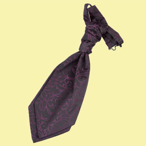 Image 0 of Black And Purple Boys Swirl Microfibre Pre-tied Ruche Wedding Cravat Necktie 