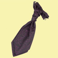 Black And Purple Boys Swirl Microfibre Pre-tied Ruche Wedding Cravat Necktie 
