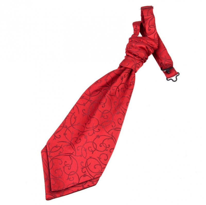 Image 1 of Burgundy Boys Swirl Microfibre Pre-tied Ruche Wedding Cravat Necktie 