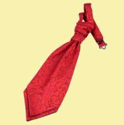 Burgundy Boys Swirl Microfibre Pre-tied Ruche Wedding Cravat Necktie 