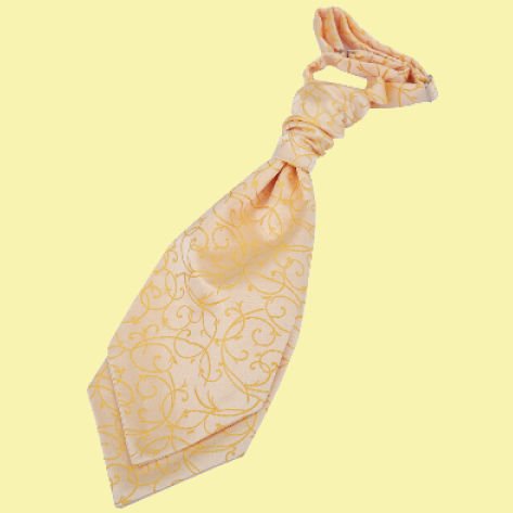 Image 0 of Gold Boys Swirl Microfibre Pre-tied Ruche Wedding Cravat Necktie 