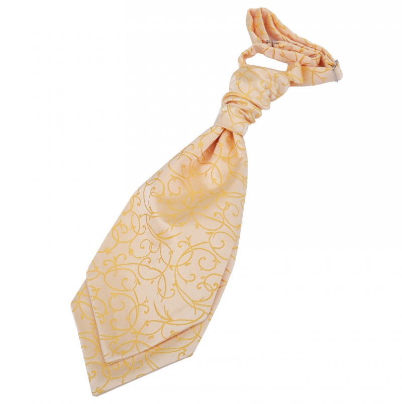 Image 1 of Gold Boys Swirl Microfibre Pre-tied Ruche Wedding Cravat Necktie 