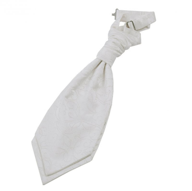Image 1 of Ivory Boys Swirl Microfibre Pre-tied Ruche Wedding Cravat Necktie 