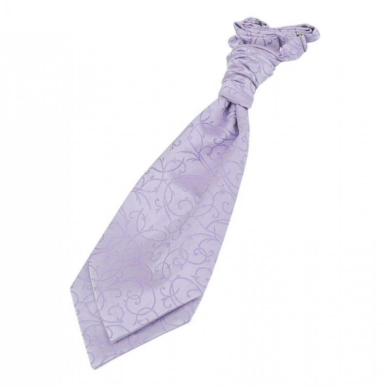 Image 1 of Lilac Boys Swirl Microfibre Pre-tied Ruche Wedding Cravat Necktie 