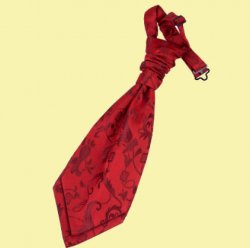 Burgundy Boys Floral Microfibre Pre-tied Ruche Wedding Cravat Necktie 