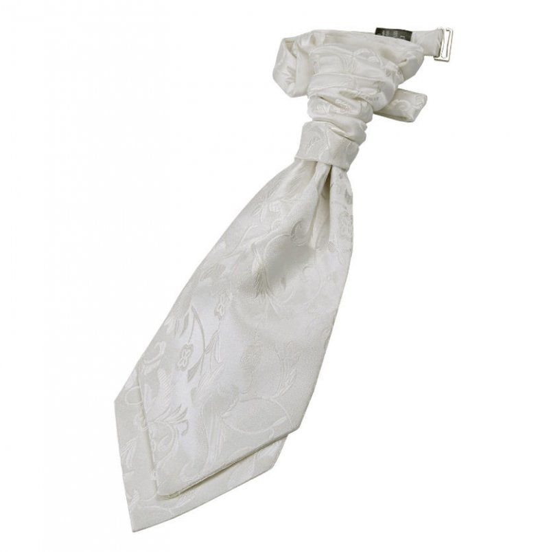 Image 1 of Ivory Boys Floral Microfibre Pre-tied Ruche Wedding Cravat Necktie 